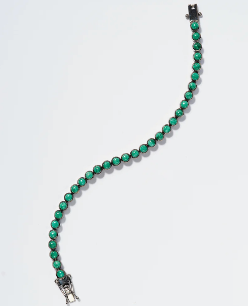 Nakard Dot Tennis Bracelet 3.5mm Malachite Cabochons