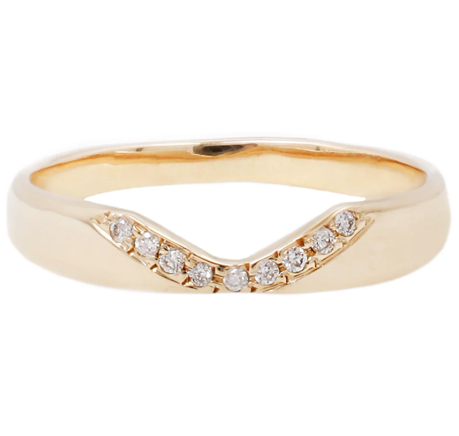 Adeline Jewelry Notch Halo Ring with White  Diamonds, 14kt. Yellow Gold, Size 6
