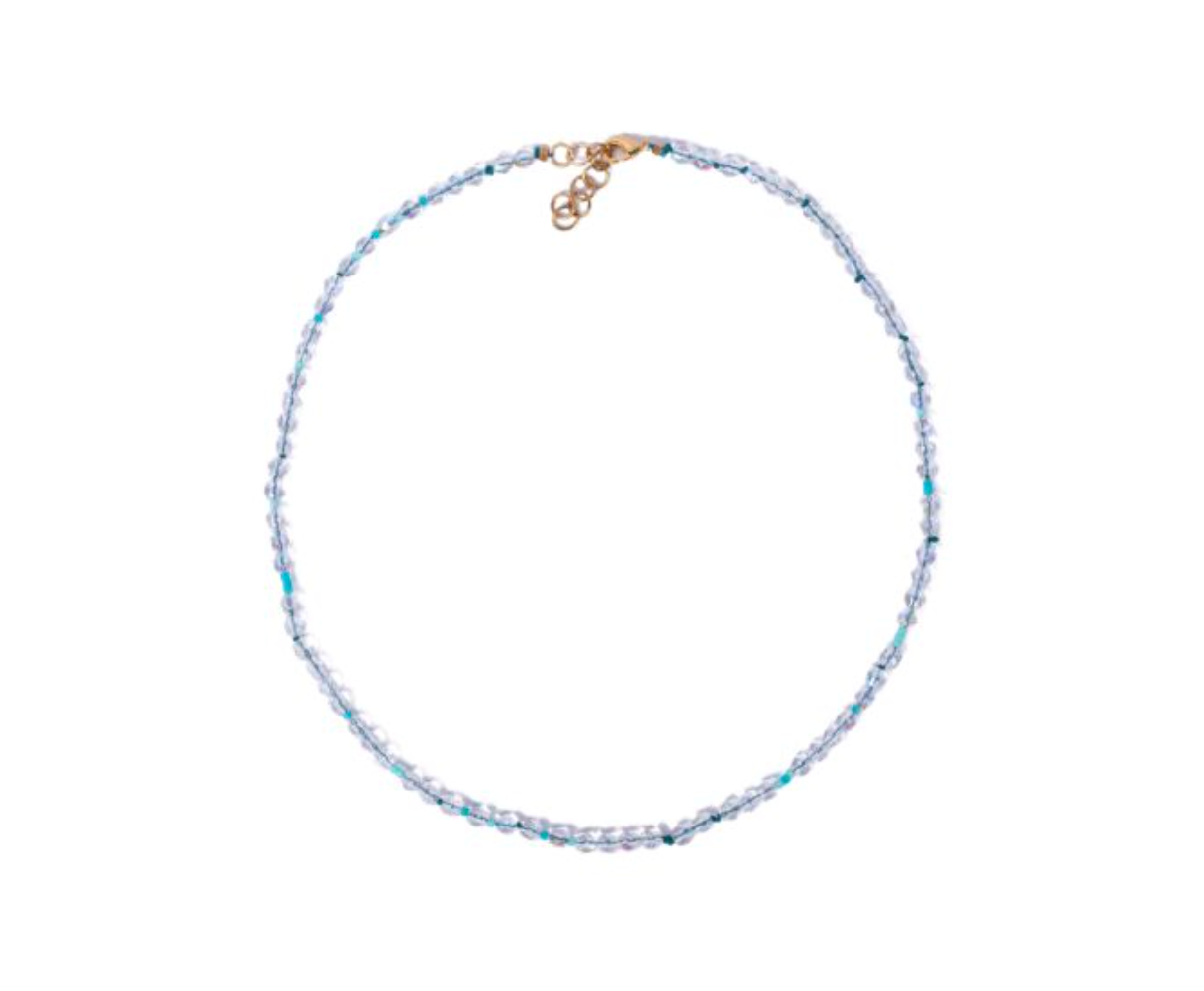 Dragibus Necklace, Crystal and Miyuki Beads on Silk Thread