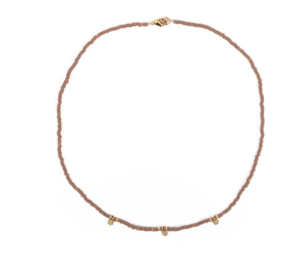 Camélia Necklace, Miyuki Beads and Gold Flower Charms