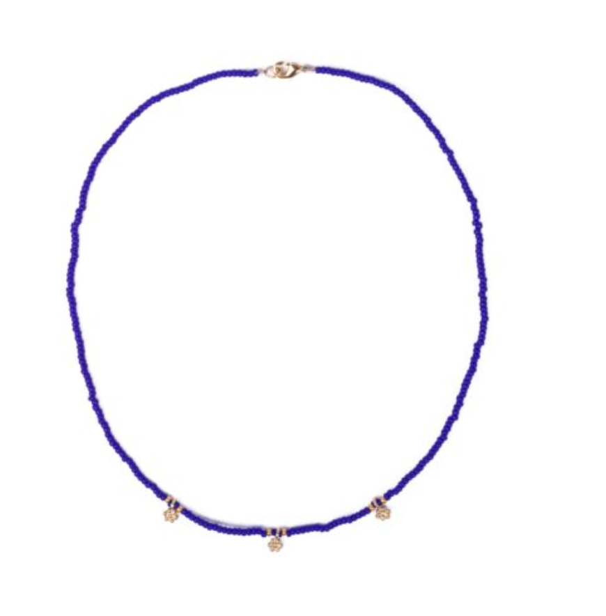 Camélia Necklace, Miyuki Beads and Gold Flower Charms