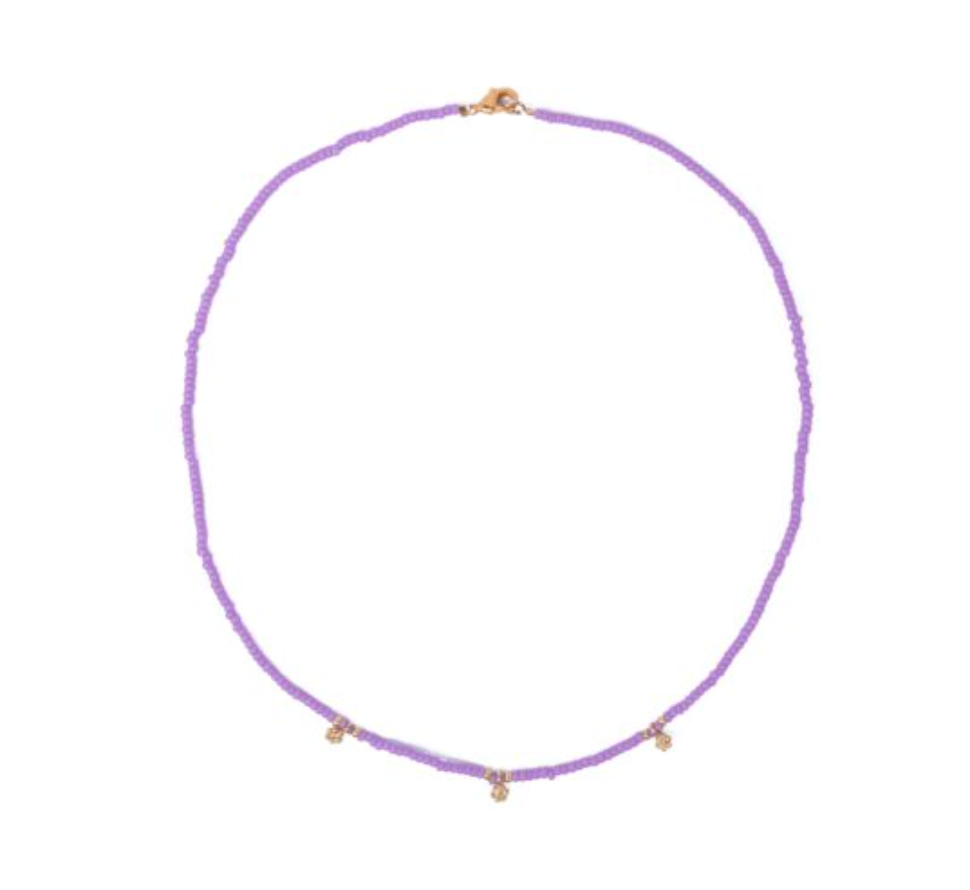 Camélia Necklace, Miyuki Beads and Gold Flower Charms