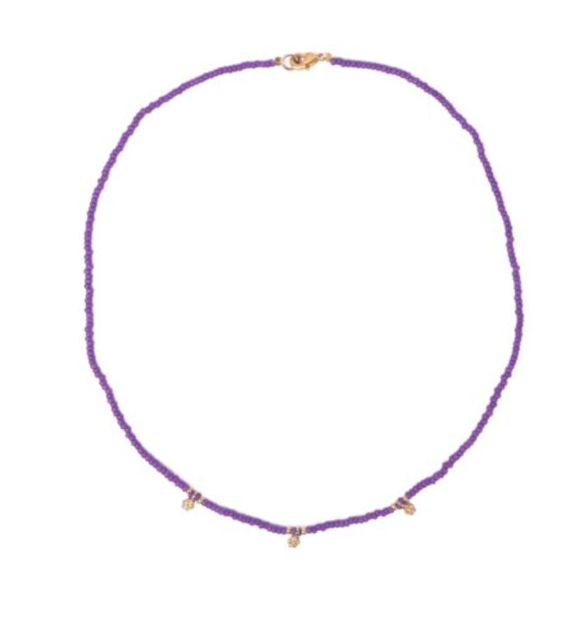 Camélia Necklace, Miyuki Beads and Gold Flower Charms