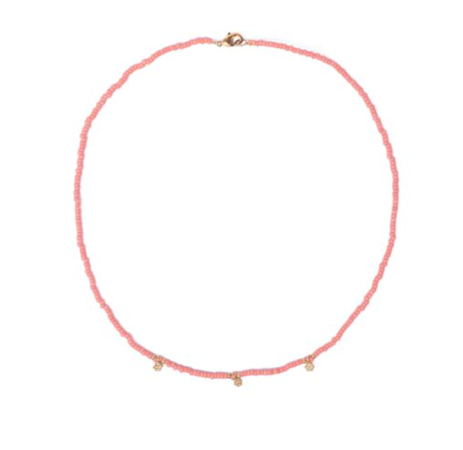 Camélia Necklace, Miyuki Beads and Gold Flower Charms