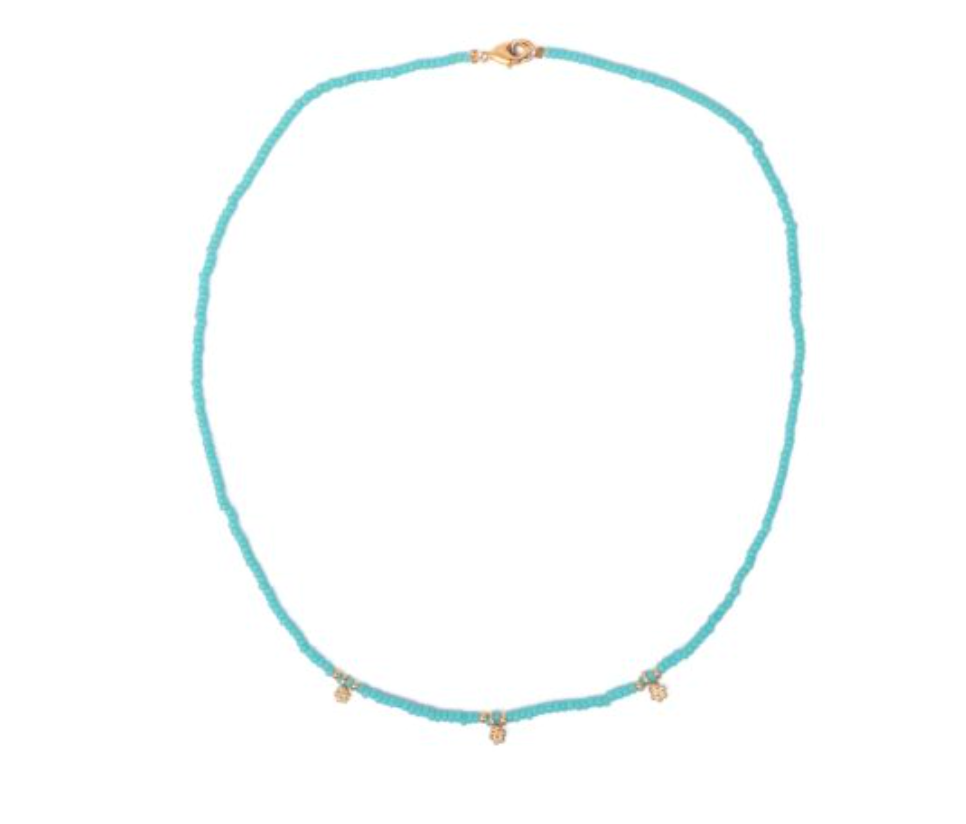 Camélia Necklace, Miyuki Beads and Gold Flower Charms