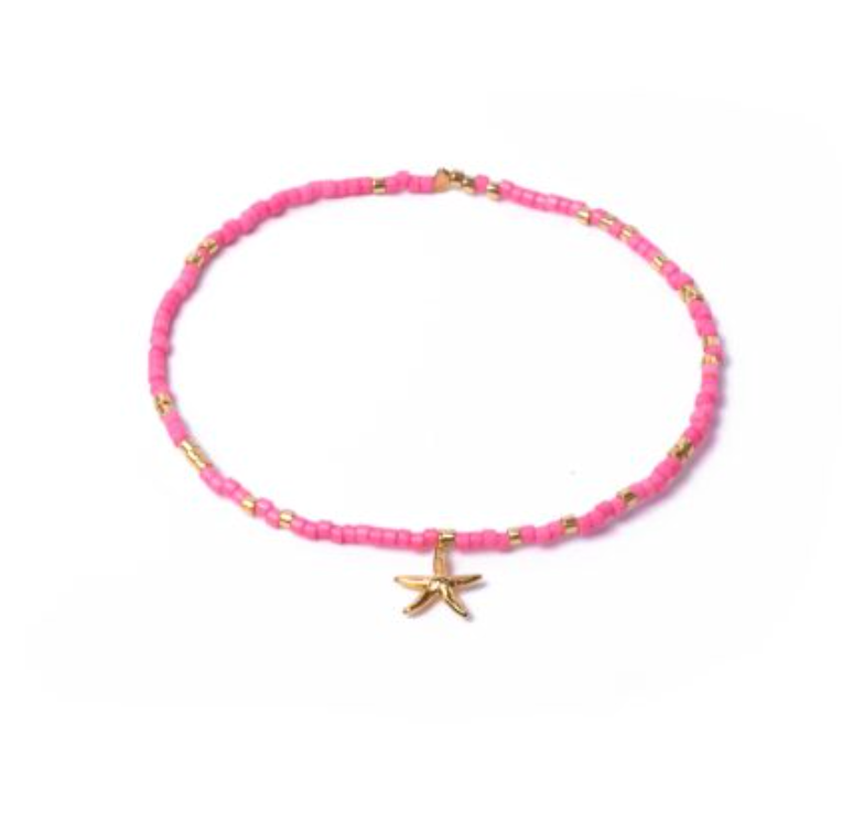 Miyuki Stretchy Beaded Bracelet with Starfish Charm, One Row