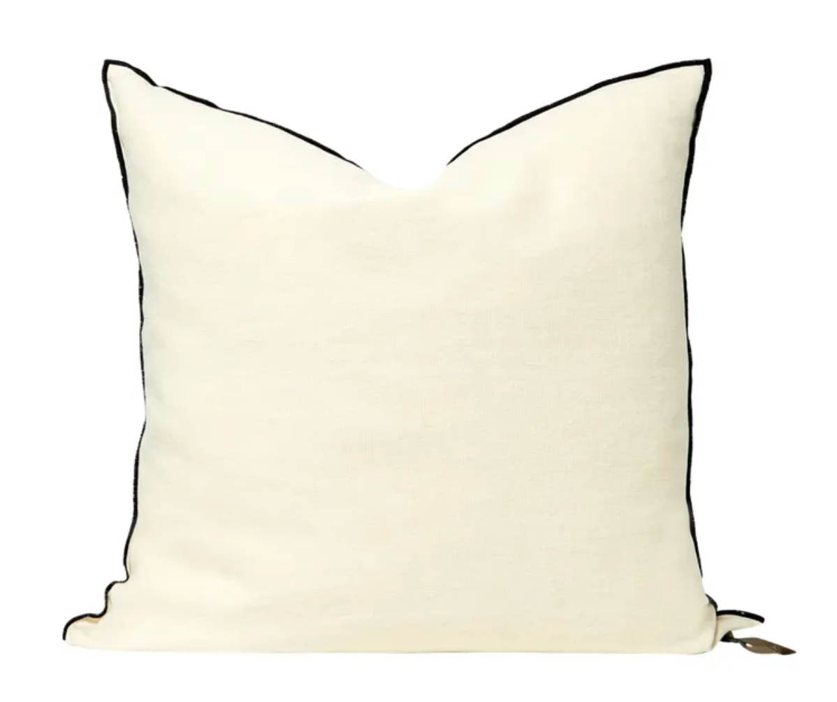 Maison de Vacances Cushion Vice Versa Black Line Stone Washed Linen  20" x 20"