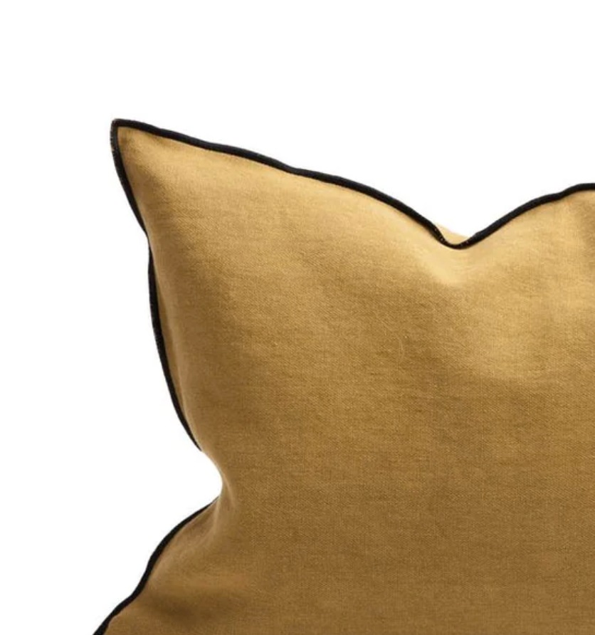 Maison de Vacances Cushion Vice Versa Black Line Stone Washed Linen  20" x 20"