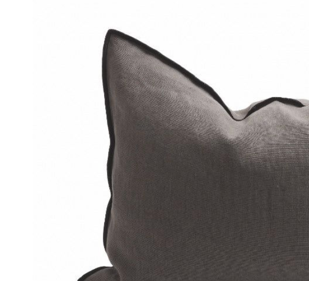 Maison de Vacances Cushion Vice Versa Black Line Stone Washed Linen 26" x 26"