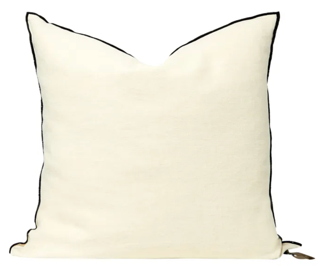 Maison de Vacances Cushion Vice Versa Black Line Stone Washed Linen 26" x 26"