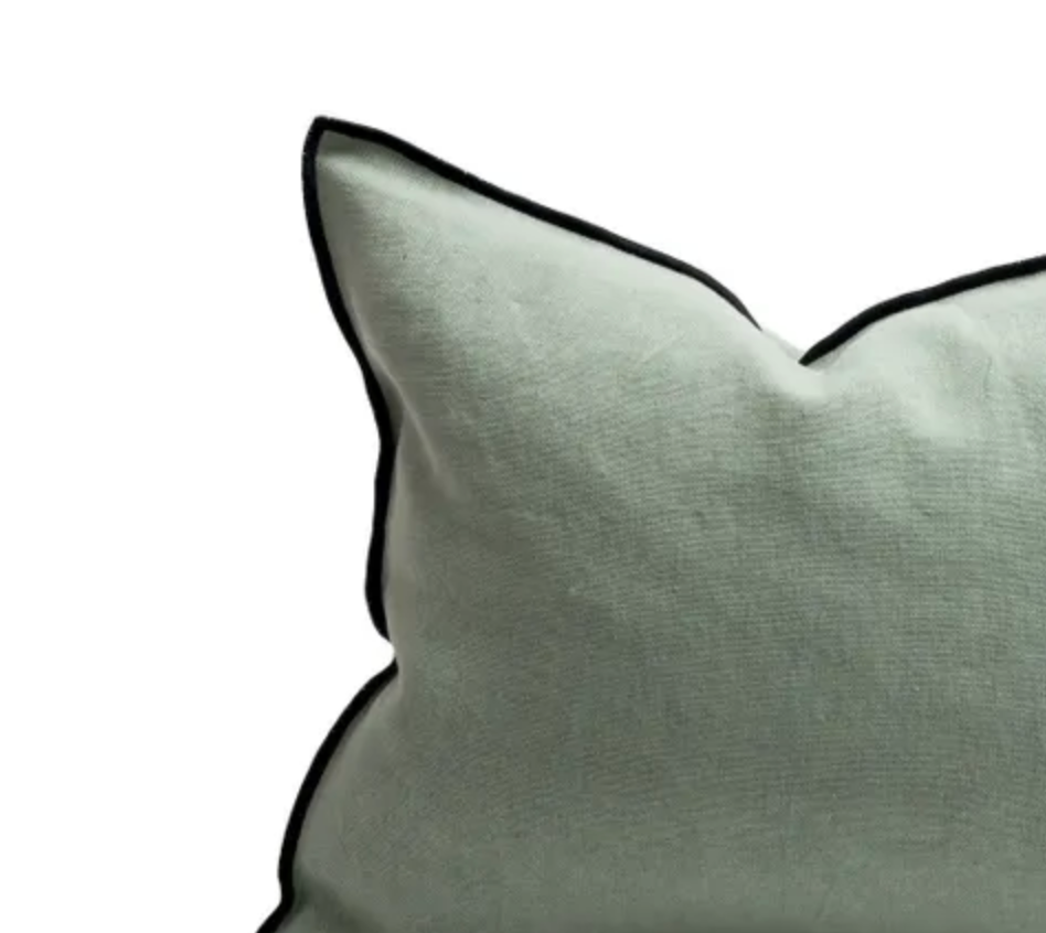 Maison de Vacances Cushion Vice Versa Black Line Stone Washed Linen 26" x 26"