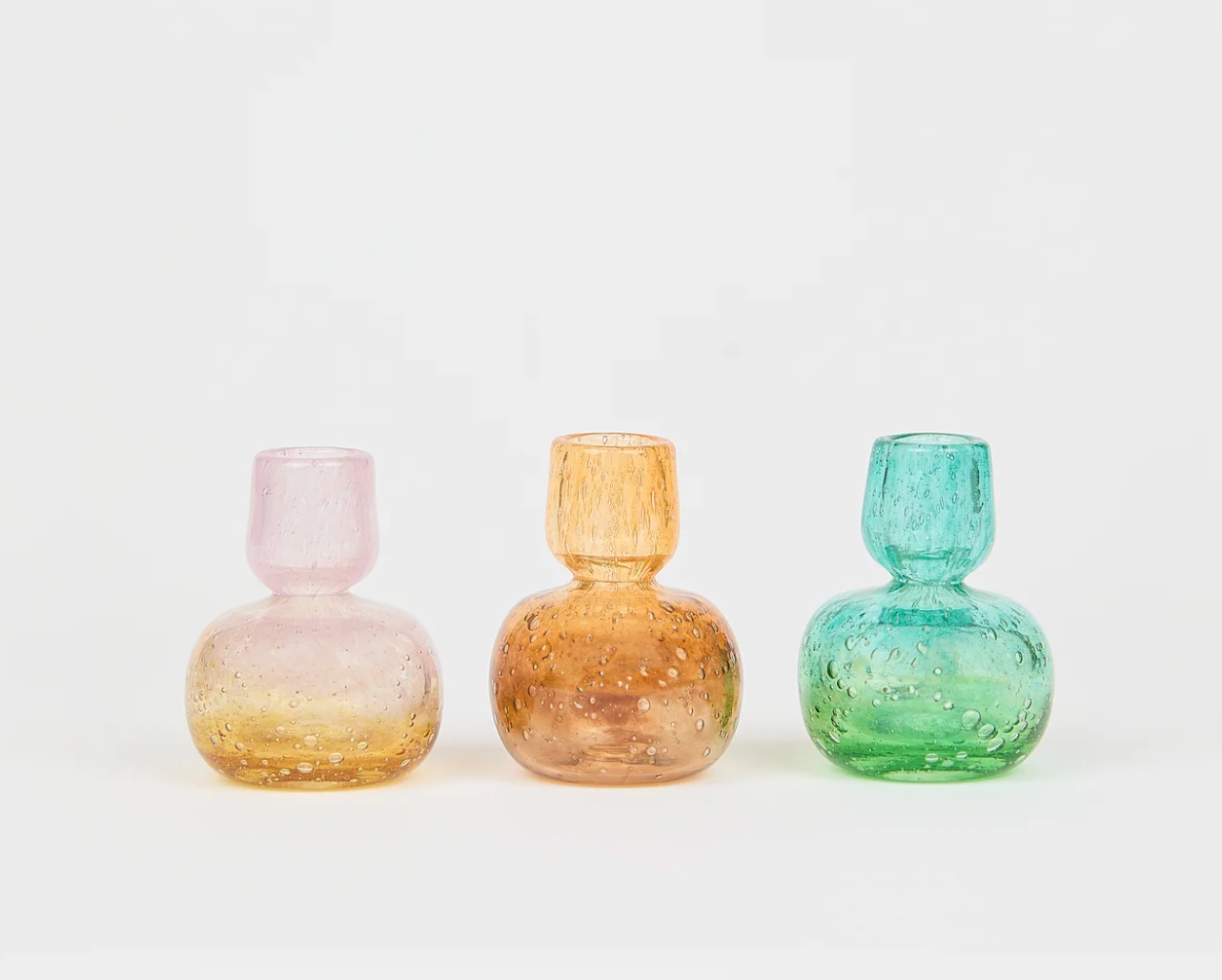 Bubble Glass Candleholder, Amber + Orange