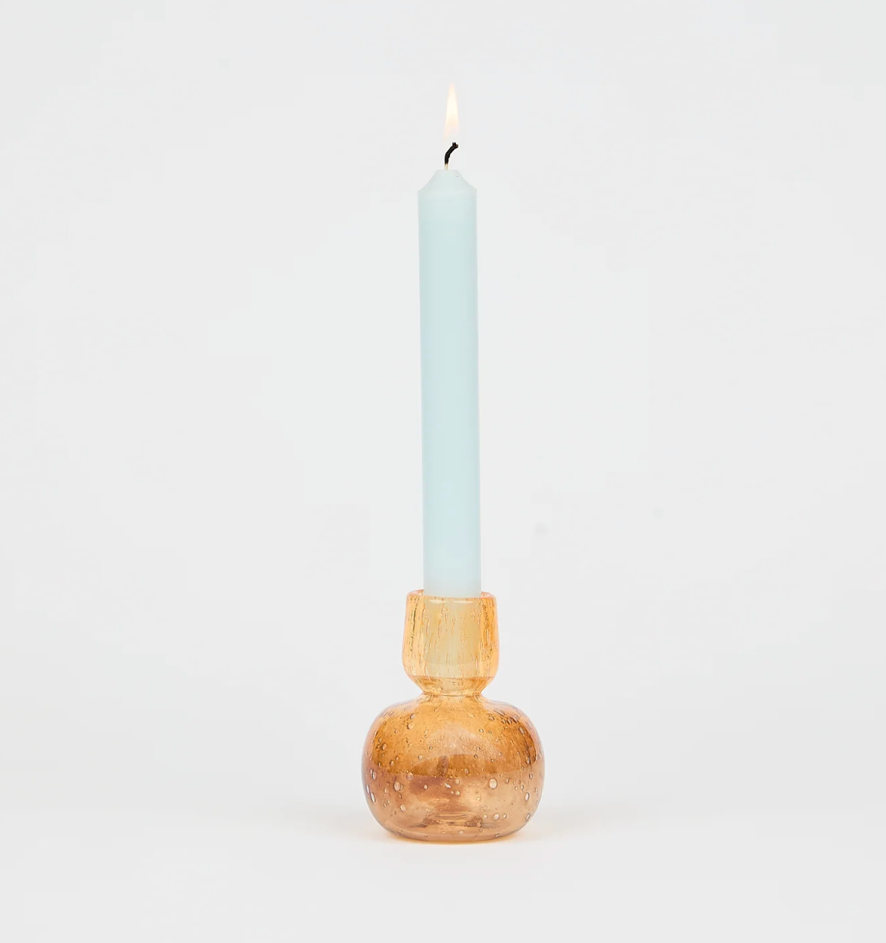 Bubble Glass Candleholder, Amber + Orange
