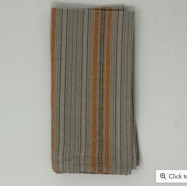 Set of 4 100% Linen Napkins - Stripes and Checks Collection