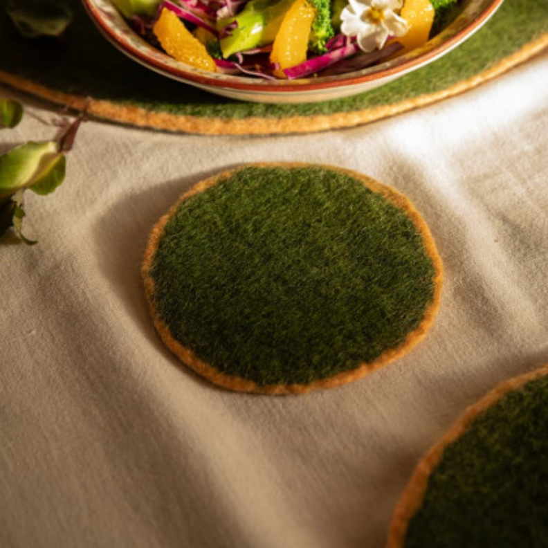 Two-Tone Felted Wool Coaster XS 5"dia.