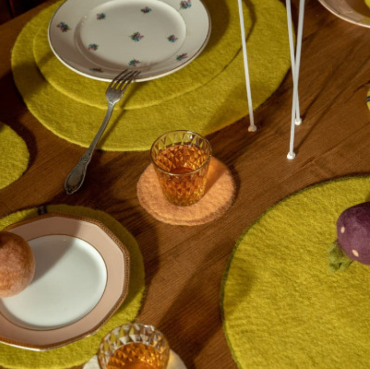 Two-Tone Felted Wool Coaster XS 5"dia.