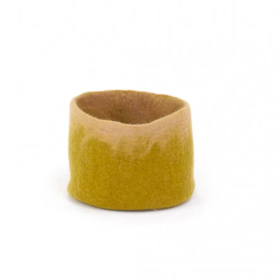 Two-Tone Felted Wool Round Storage Container S 10"dia. x 7"high