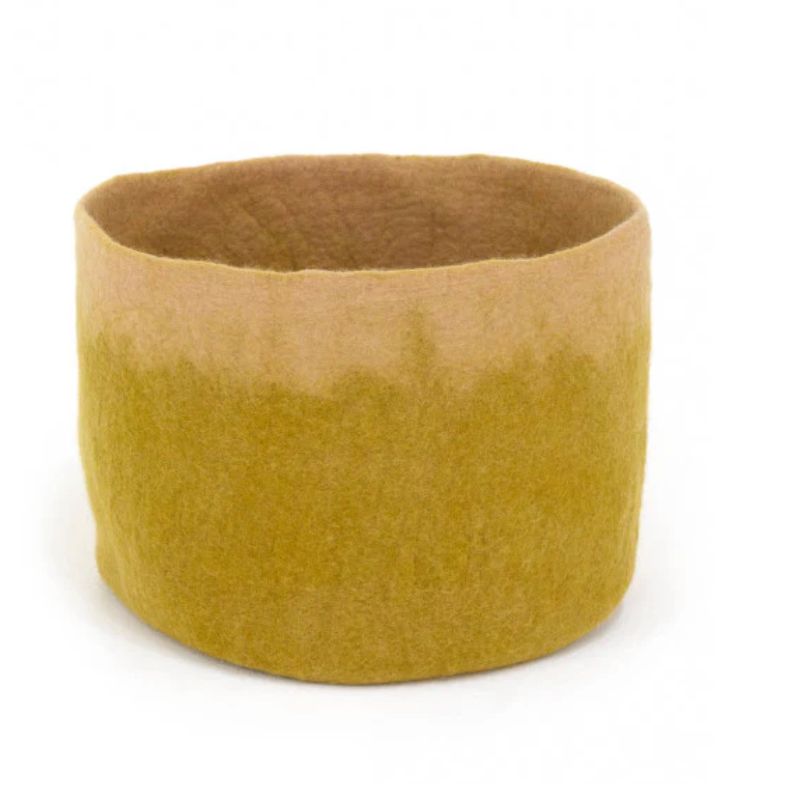 Two-Tone Felted Wool Round Storage Container M 13"dia. x 11"high