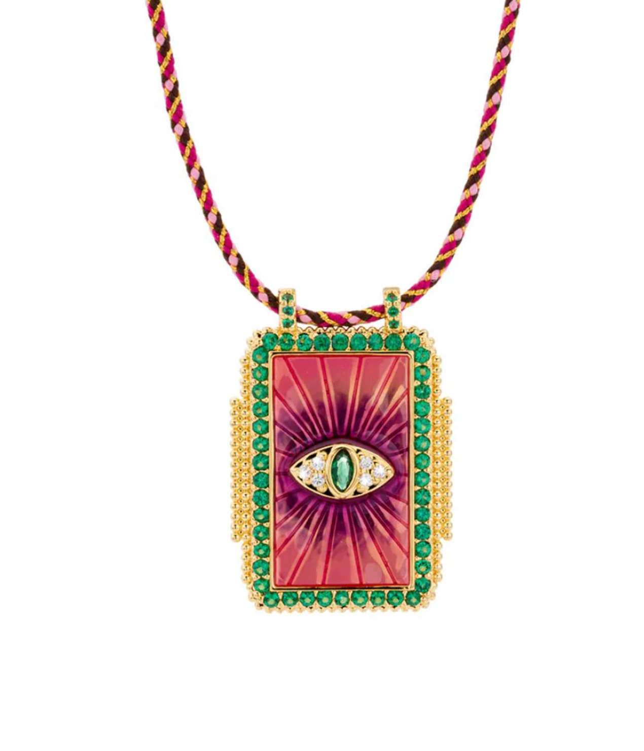 Fuchsia Eye Boheme Cord Necklace
