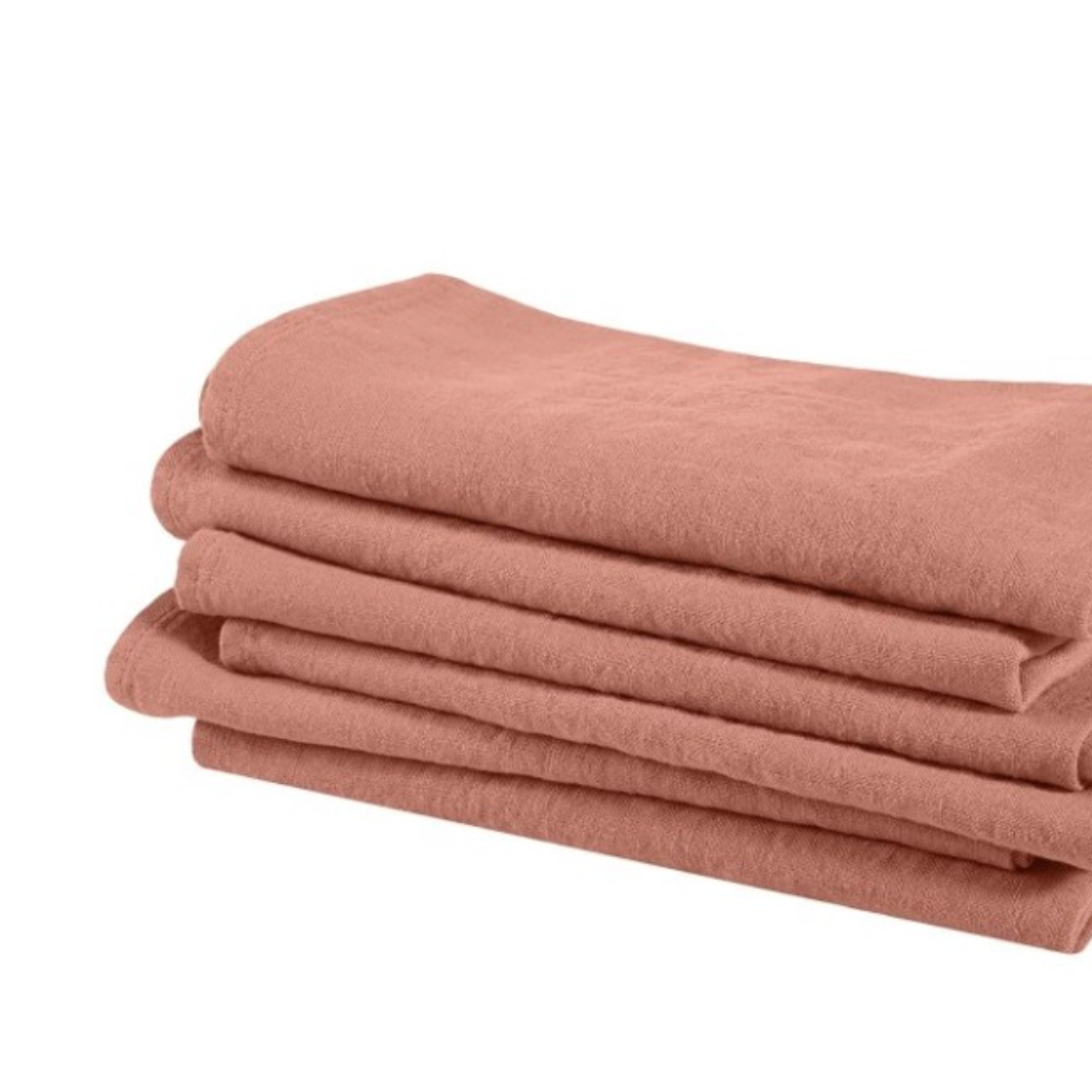 Set of 4 100% Linen Napkins, Solid Color