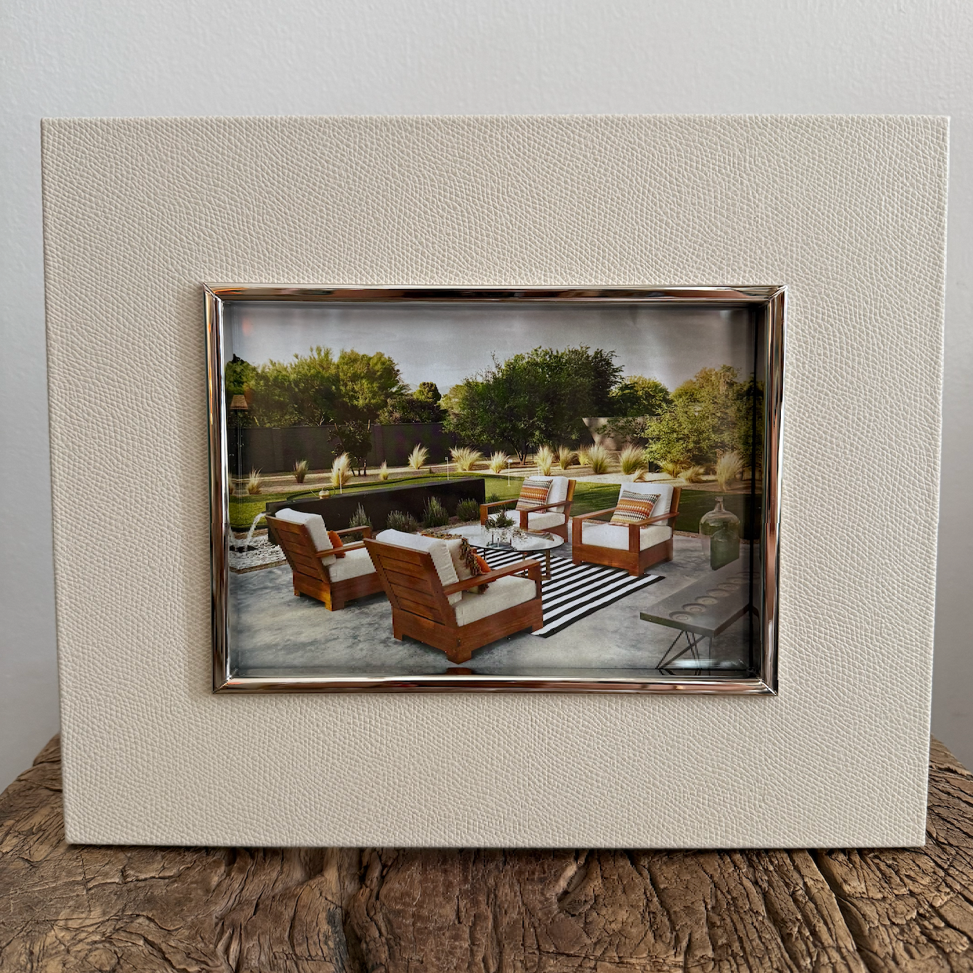 Leather Frame with Silver Trim and Suede Backing 5" x 7"