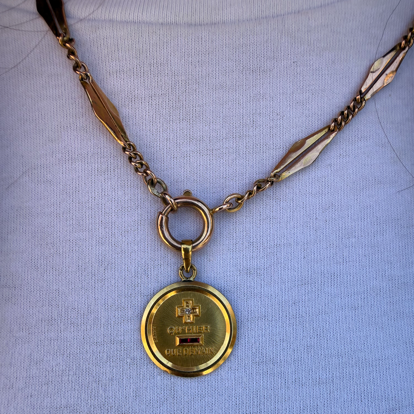 Original Sm. French Antique Love Medallion, Lyon, France Circa 1907