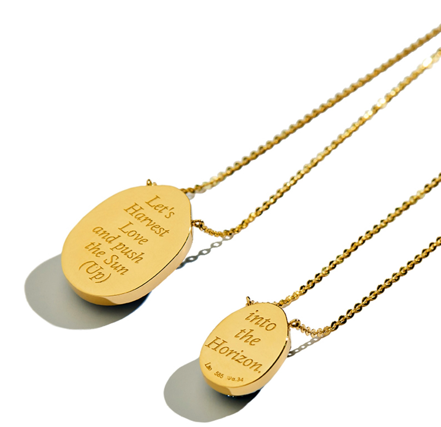 Lito 14kt. Pink Gold Scapular Necklace with Diamonds and Carved Mineral Stone Scarabs 27"