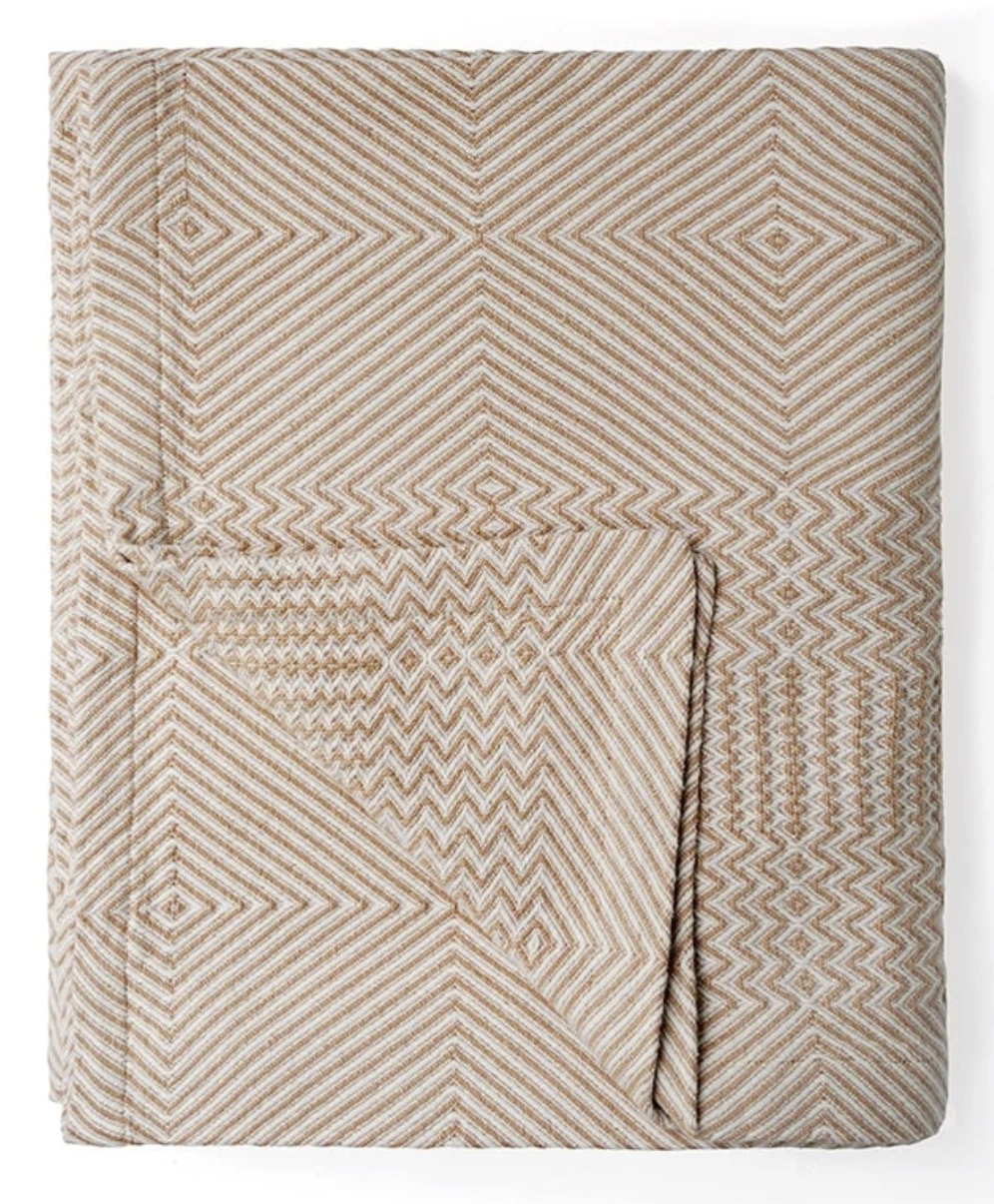 King Bed Throw Cotton Whalebone 63" x 98.5"