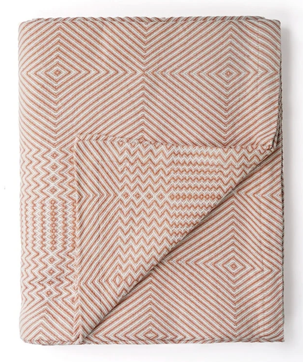 King Bed Throw Cotton Whalebone 63" x 98.5"