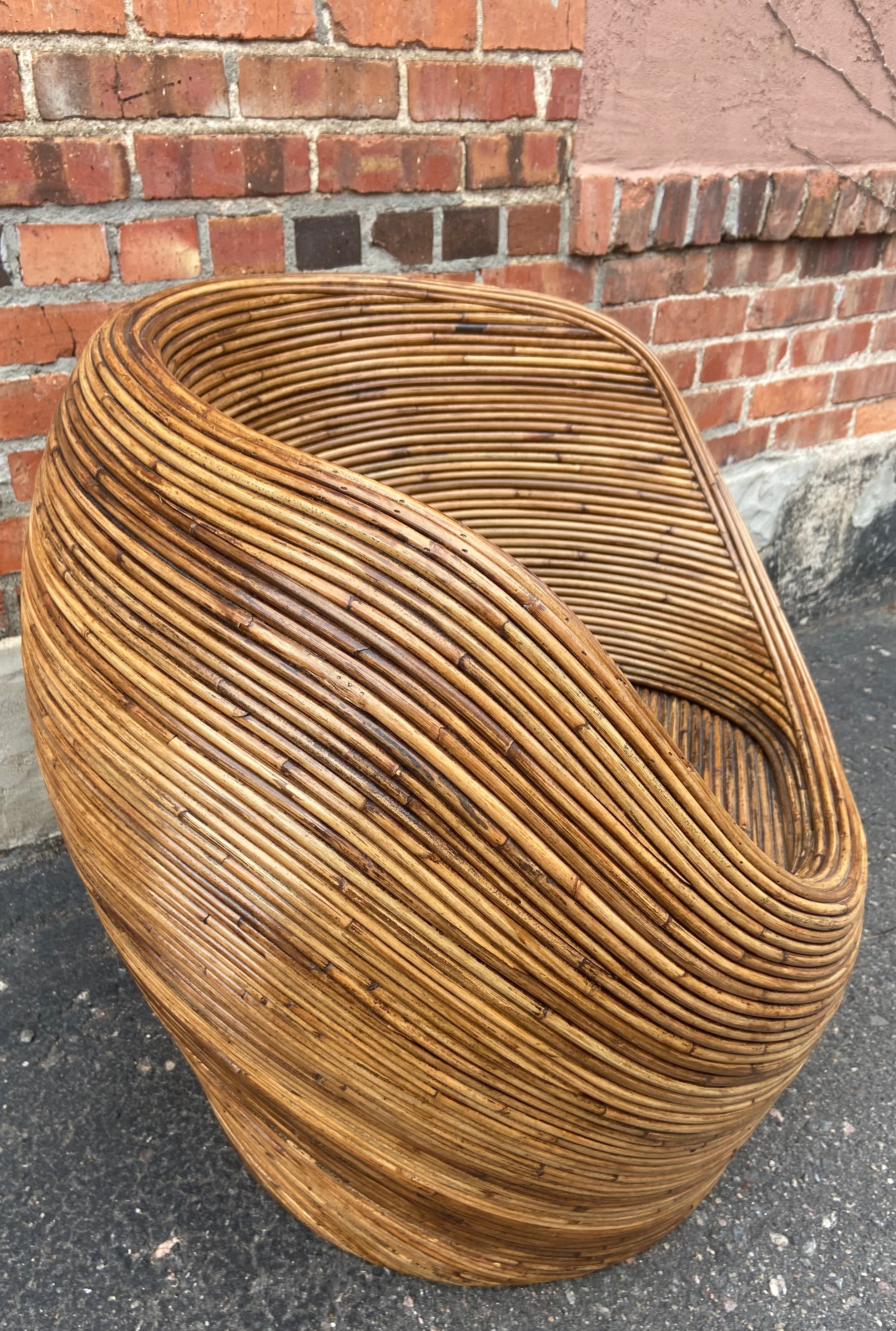 Vintage Italian Round Bamboo Chairs (Pair)