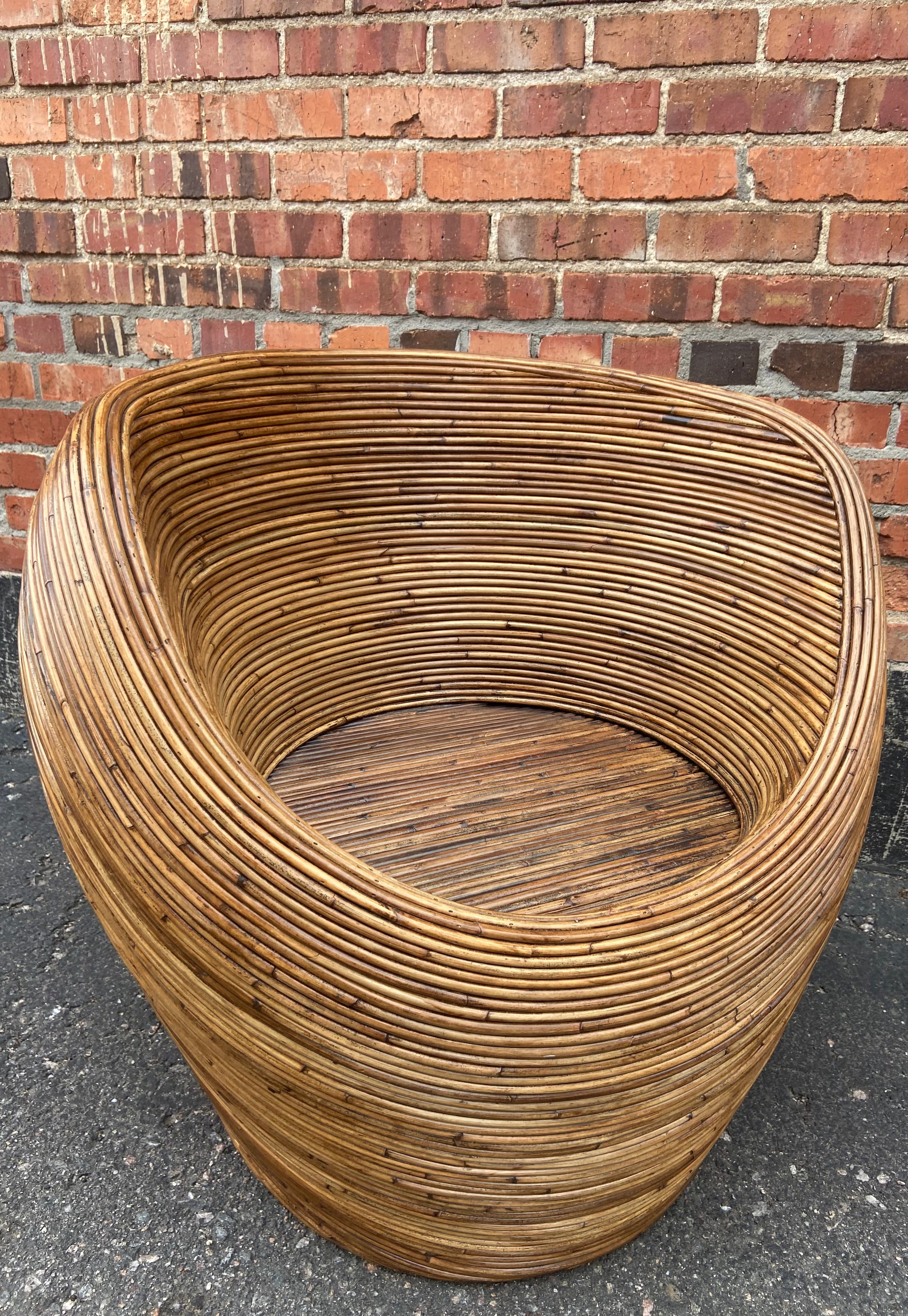 Vintage Italian Round Bamboo Chairs (Pair)