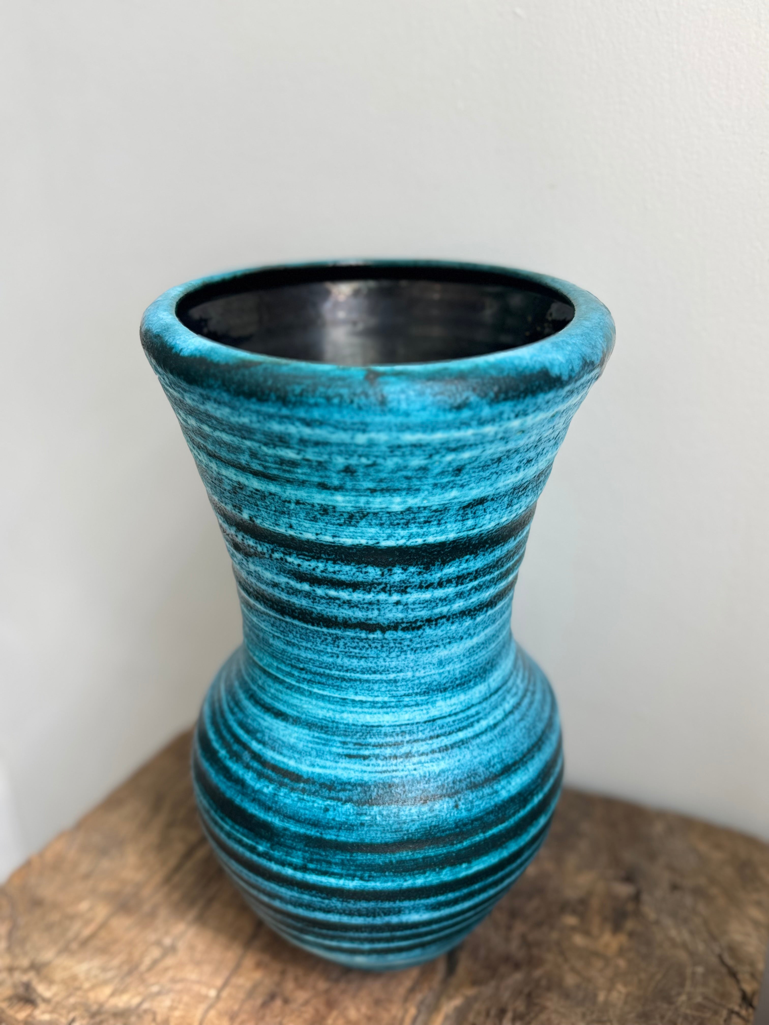 Vintage Signed Midcentury Accolay Blue Pot