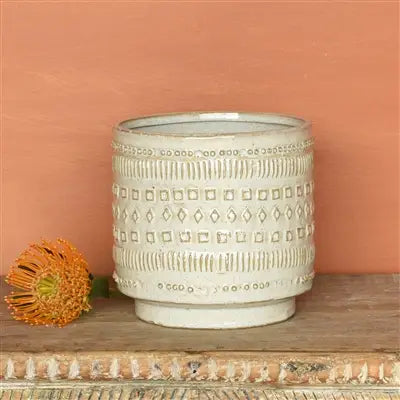 Peru Ceramic Cachepot, small, white