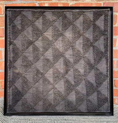 Framed Tapestry Art, Kasai-Shoowa Vintage Black Weaving from the Congo 27"x27" - Homebody Denver
