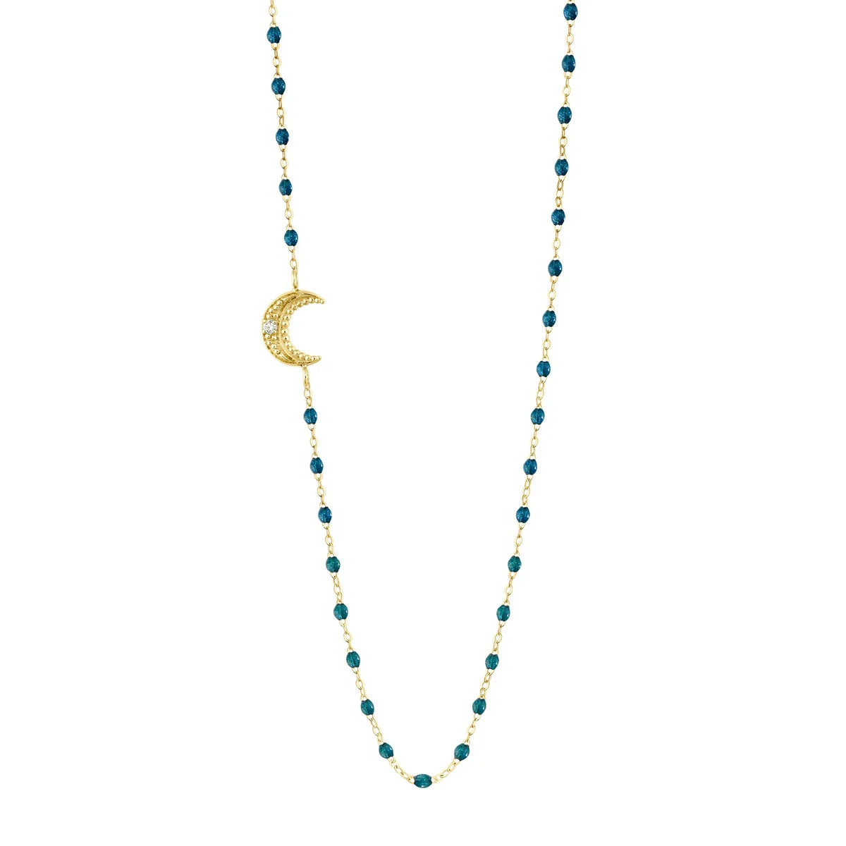 Gigi Clozeau Classic Gigi Necklace with Offset Diamond Moon 18kt and Resin 16.5"