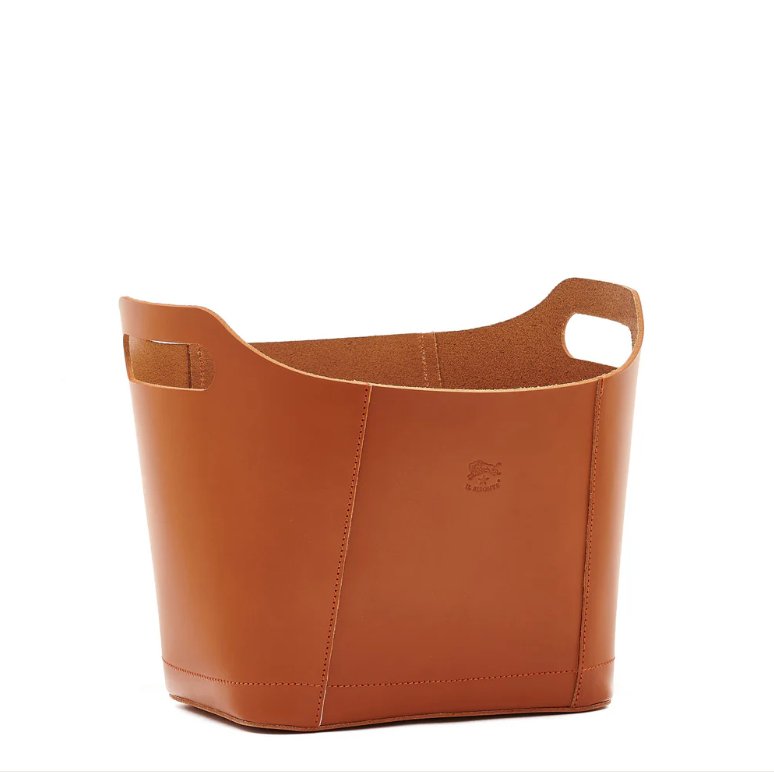 Il Bisonte Cowhide Storage Basket 13" x 7" x 8" - Homebody Denver