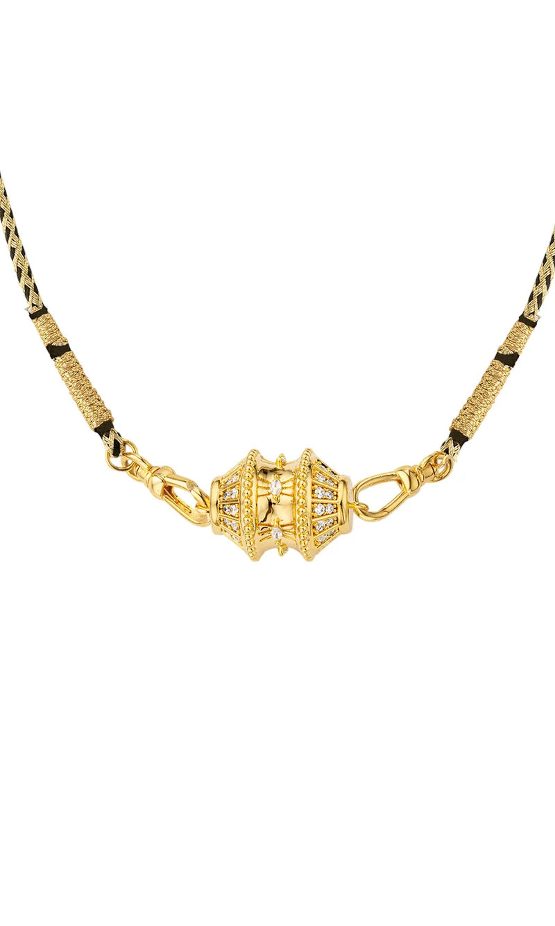 Shiny Big Talisman Gold Cord Necklace