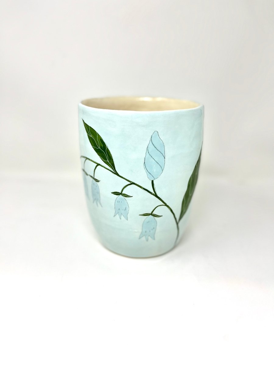 Small Ceramic Vase with Flowers 7"high x 5.5"diameter - Homebody Denver