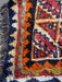 Vintage Wool Gabbeh Rug, Pink with Navy, Ochre, and Orange Pattern 85" x 60" - Homebody Denver