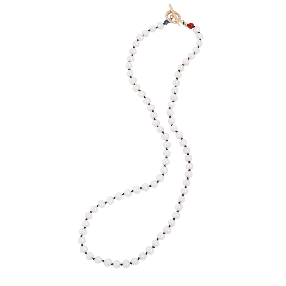 Adeline Jewelry Med. Pearl Toggle Necklace, 14kt. Yellow Gold Clasp