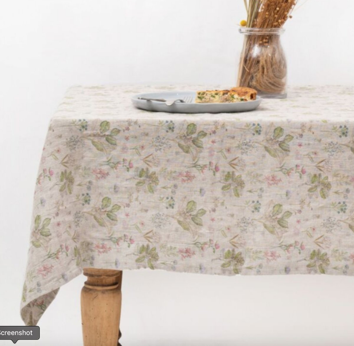 100% Lithuanian Printed Linen Tablecloth 55" x 118" - Homebody Denver