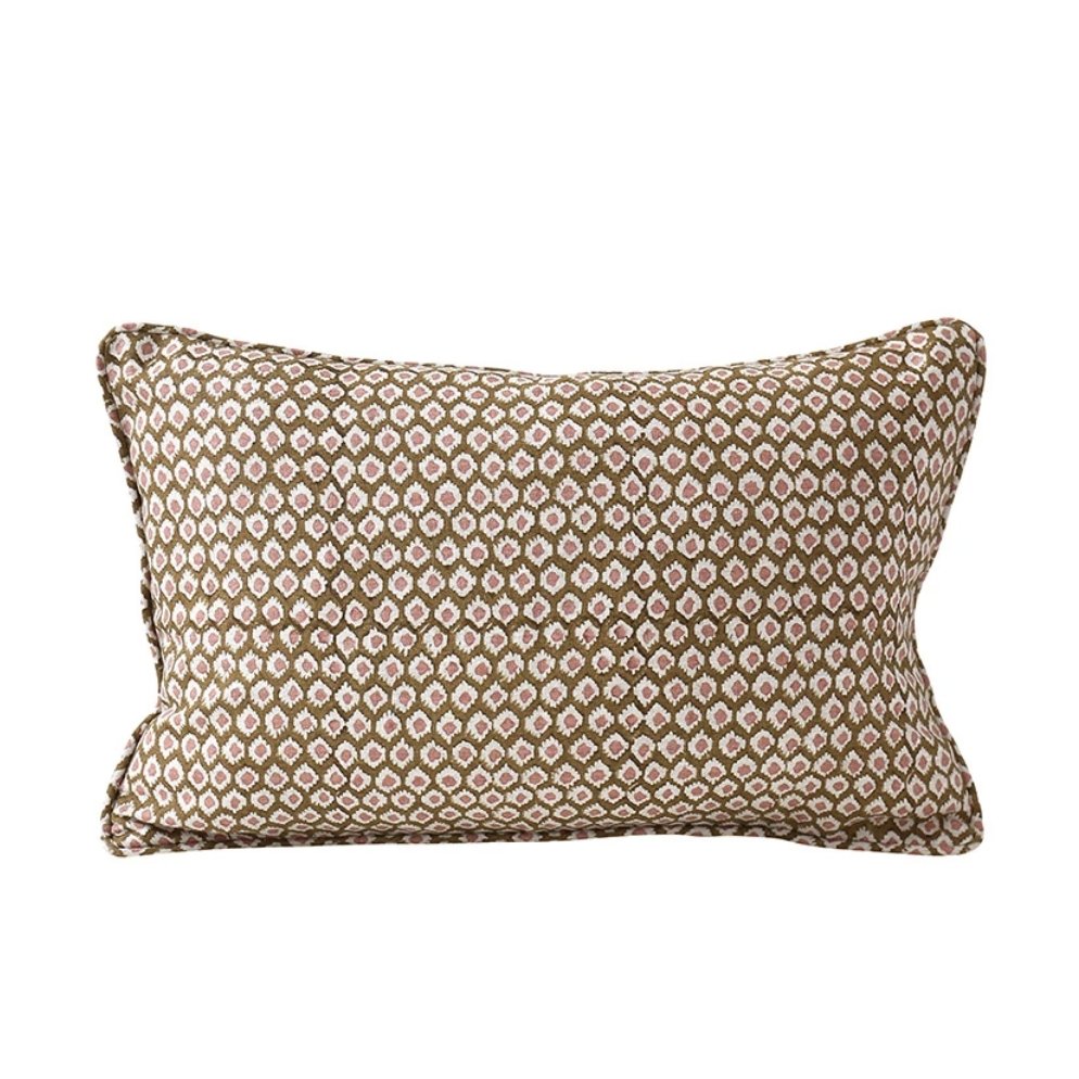 Block Printed Linen Cushion 30 x 45cm