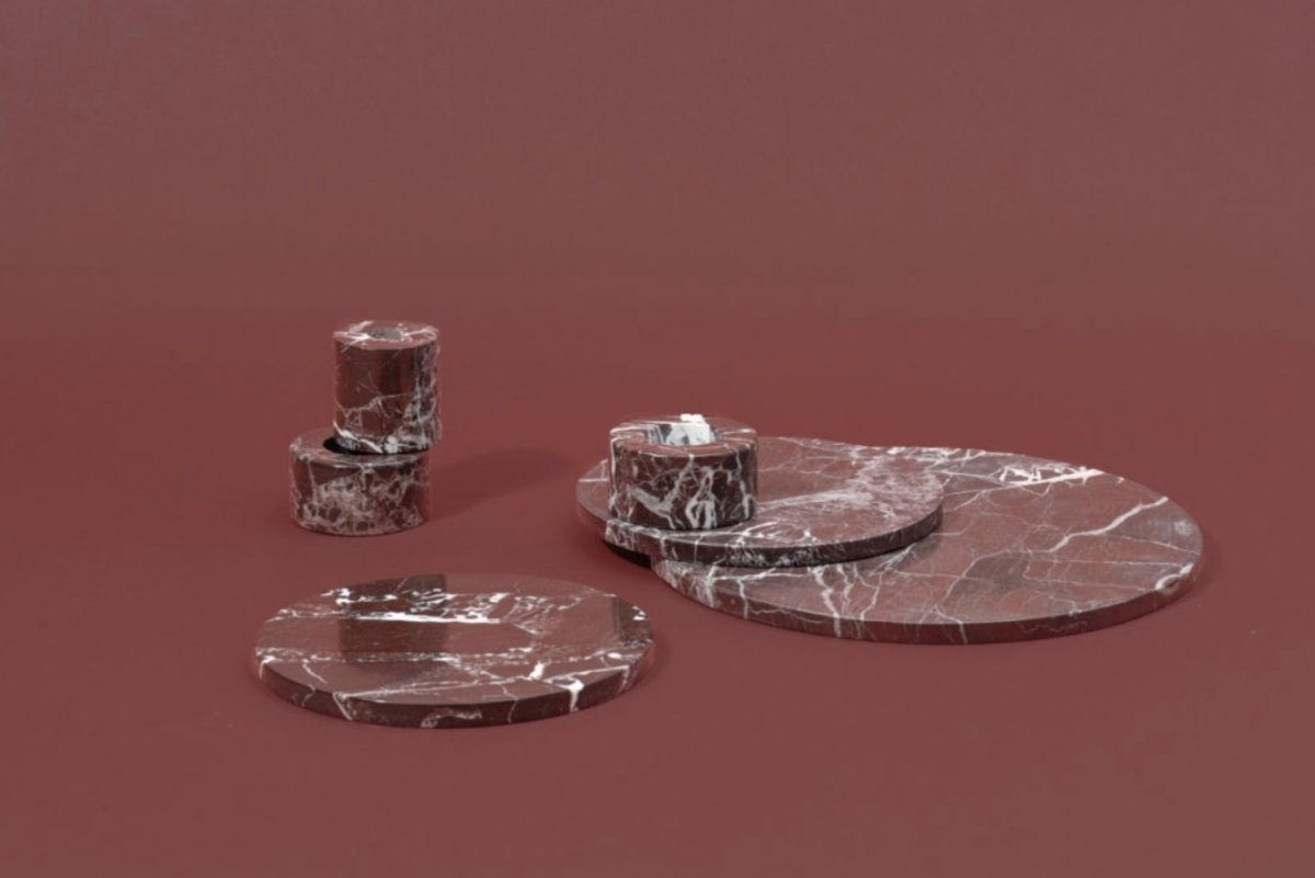 Burgundy Marble Round Platter S