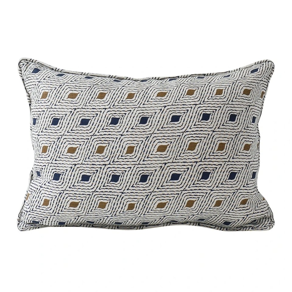 Block Printed Linen Cushion 30 x 45cm