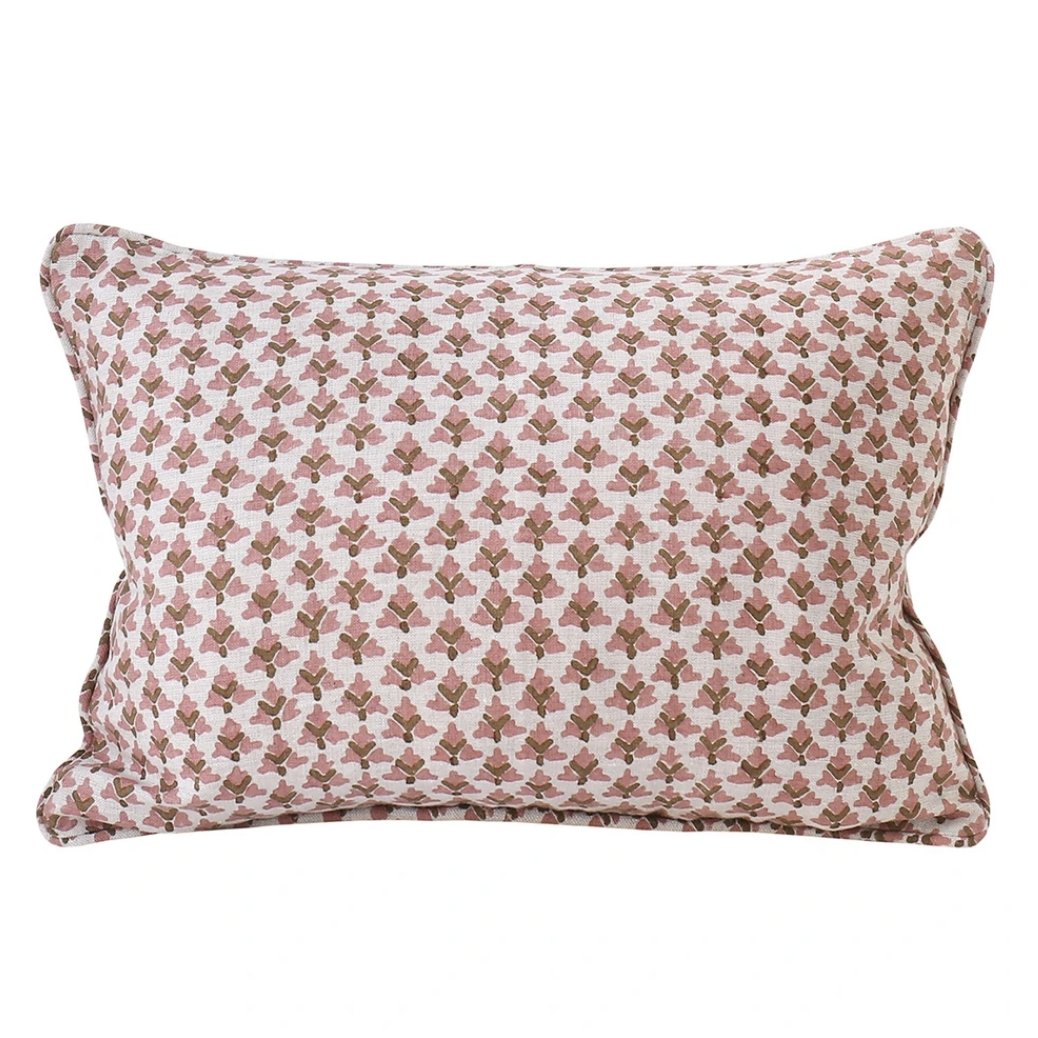 Block Printed Linen Cushion 30 x 45cm