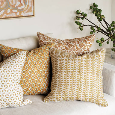 Block Printed Linen Cushion 55 x 55 cm - Homebody Denver