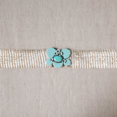 Exquisite J Wide Stretchy Belt - Gold with Turquoise Flower Buckle - Homebody Denver