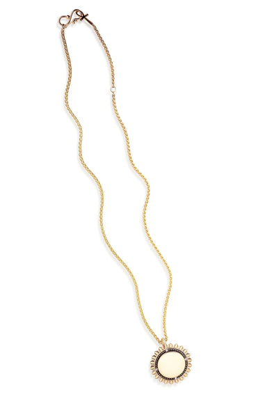 Fiore Wylde Beaded Suncoin Necklace 18kt. Yellow Gold with Diamond Rounds - Homebody Denver