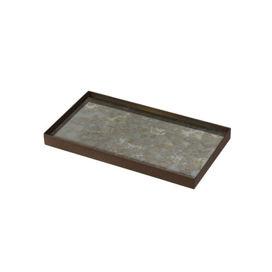 Fossil Organic Glass Valet Tray - Metal Rim - Rectangular Large - Homebody Denver