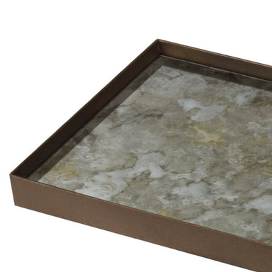 Fossil Organic Glass Valet Tray - Metal Rim - Rectangular Large - Homebody Denver